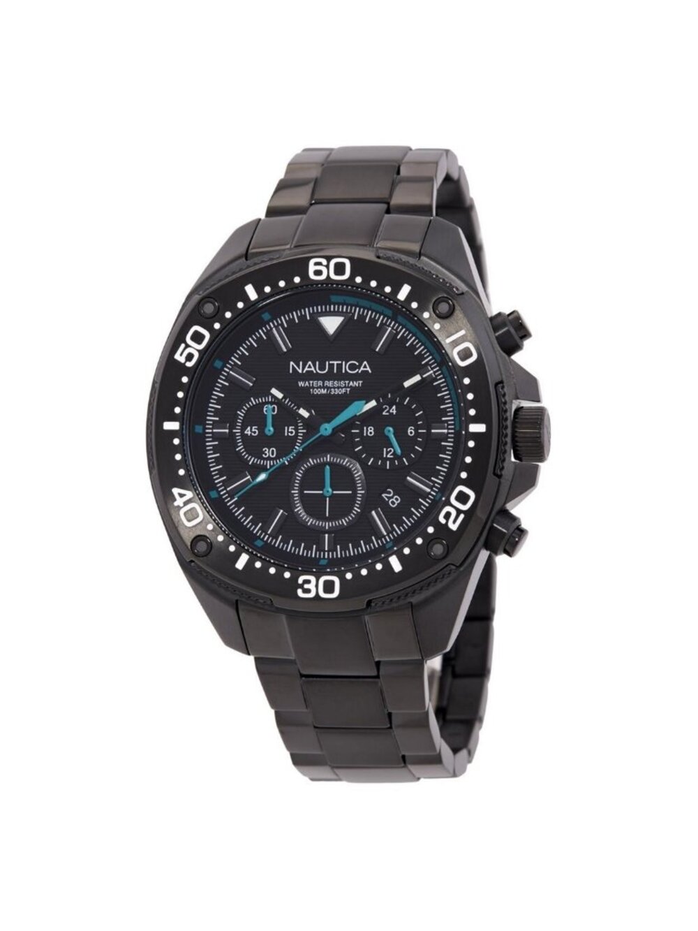 NWT Nautica NCT Blue Sail Chronograph Quartz Black Dial Men's Watch